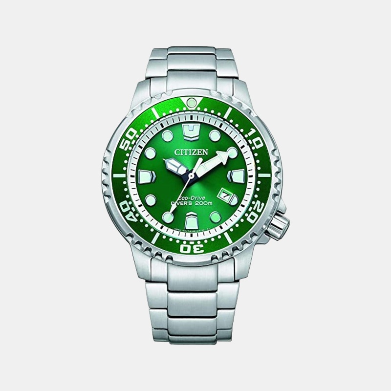 Eco-Drive Men Green Dial Analog Stainless Steel Watch BN0158-85X