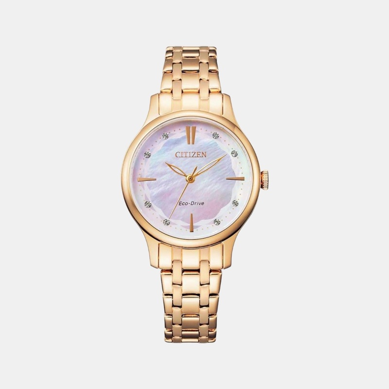 Eco-Drive Women Mother Of Pearl Analog Stainless Steel Watch EM0893-87Y
