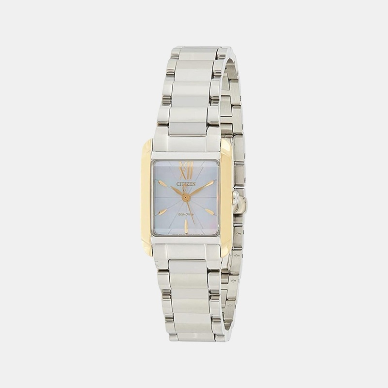 Eco-Drive Women White Dial Analog Stainless Steel Watch EW5554-82D