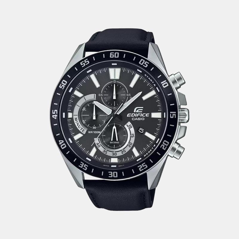 Edifice Men's Black Chronograph Leather Watch ED534 - EFV-620L-1AVUDF
