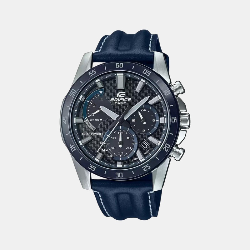 Edifice Men's Leather Chronograph Watch EX535 - EQS-930BL-2AVUDF