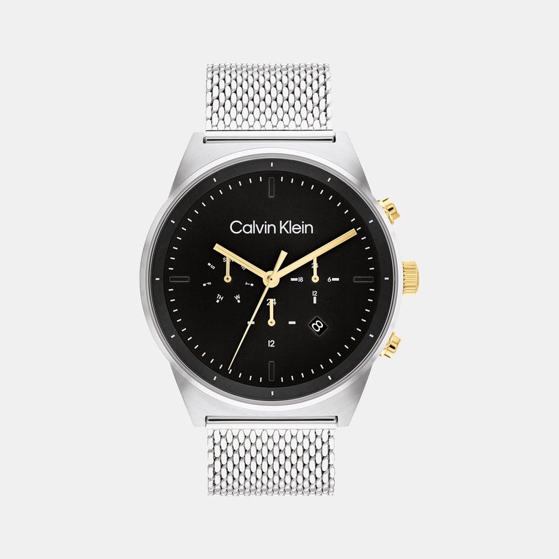 Men Black Chronograph Mesh Watch 25200296