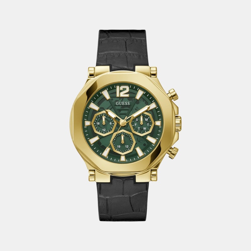 Men Green Leather Chronograph Watch GW0492G3