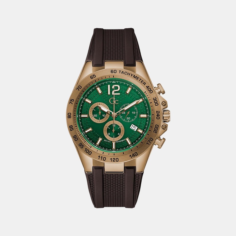 Men Green Silicon Chronograph Watch Z07003G9MF