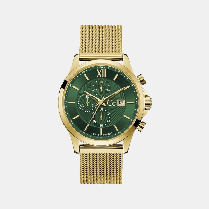 Men Green Stainless Steel Chronograph Watch Y27013G9MF