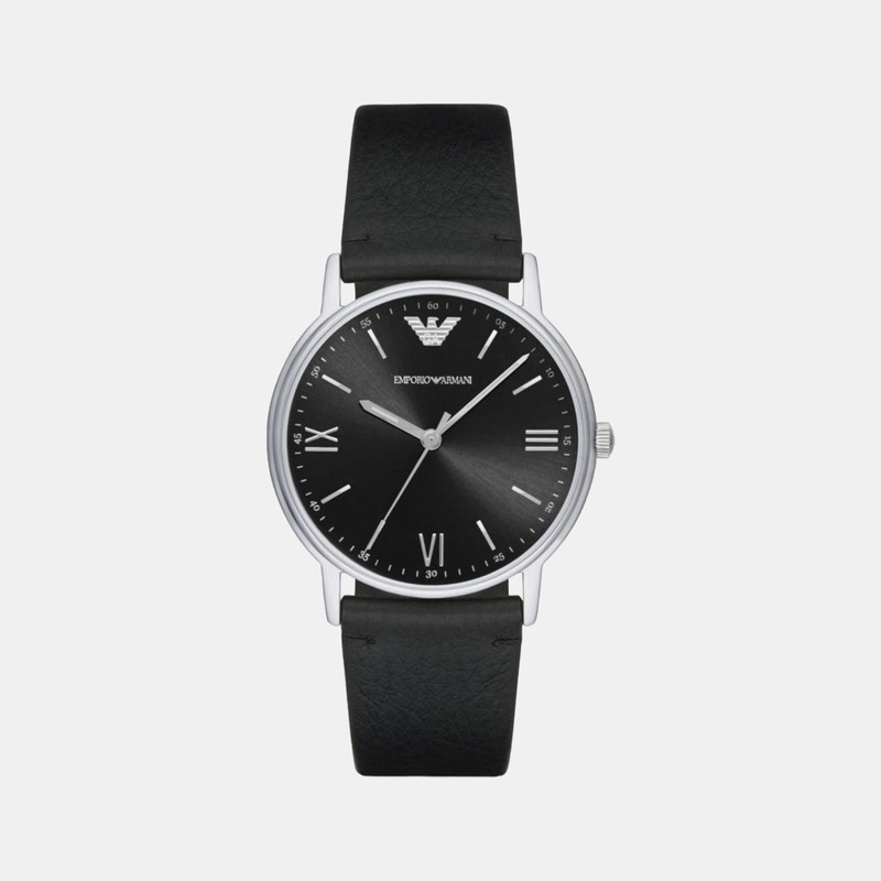 Men's Black Analog Leather Watch AR11013