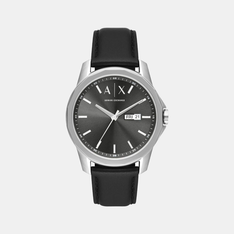 Men's Grey Analog Leather Watch AX1735