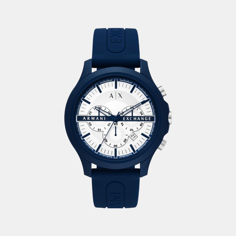 Men's White Silicon Chronograph Watch AX2437