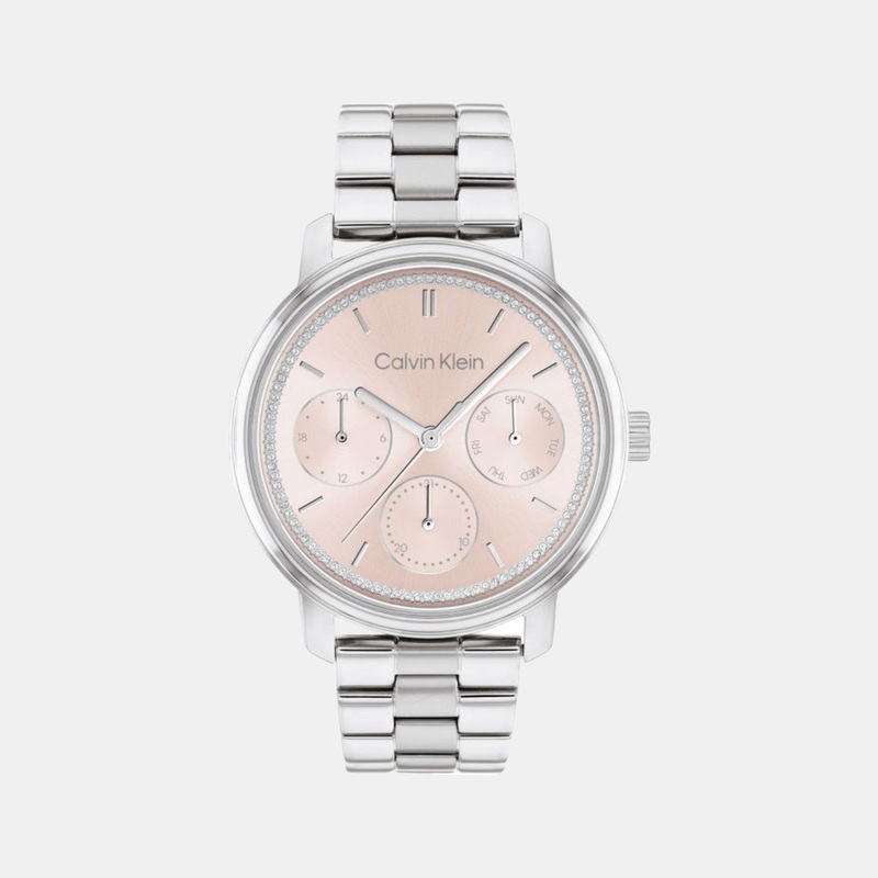 Women Pink Dial Stainless Steel Multi-Function Watch 25200176