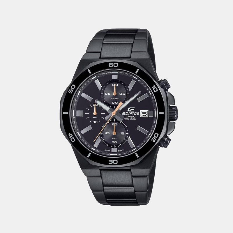Edifice Men Quartz Black Dial Chronograph Stainless Steel Watch EFV-640DC-1AVUDF ED638