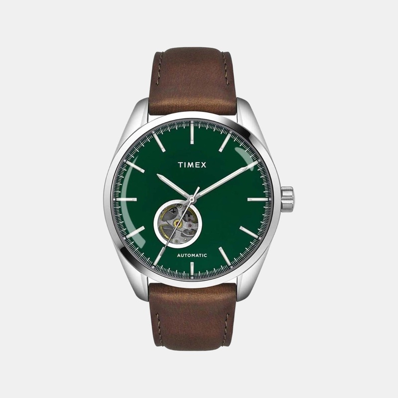Men Green Analog Leather Watch TWEG17507