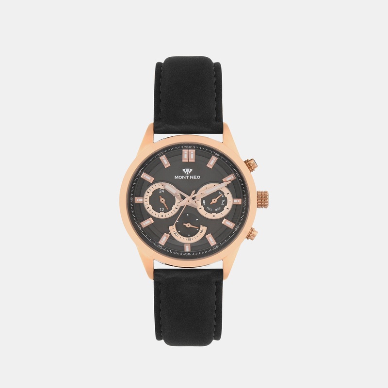 Men Grey Chronograph Leather Watch 7007C-L3316-04