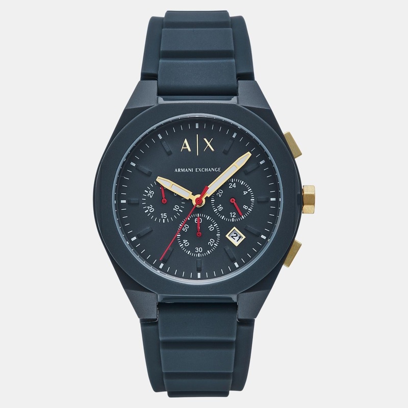 Men Quartz Blue Dial Chronograph Silicone Watch AX4168