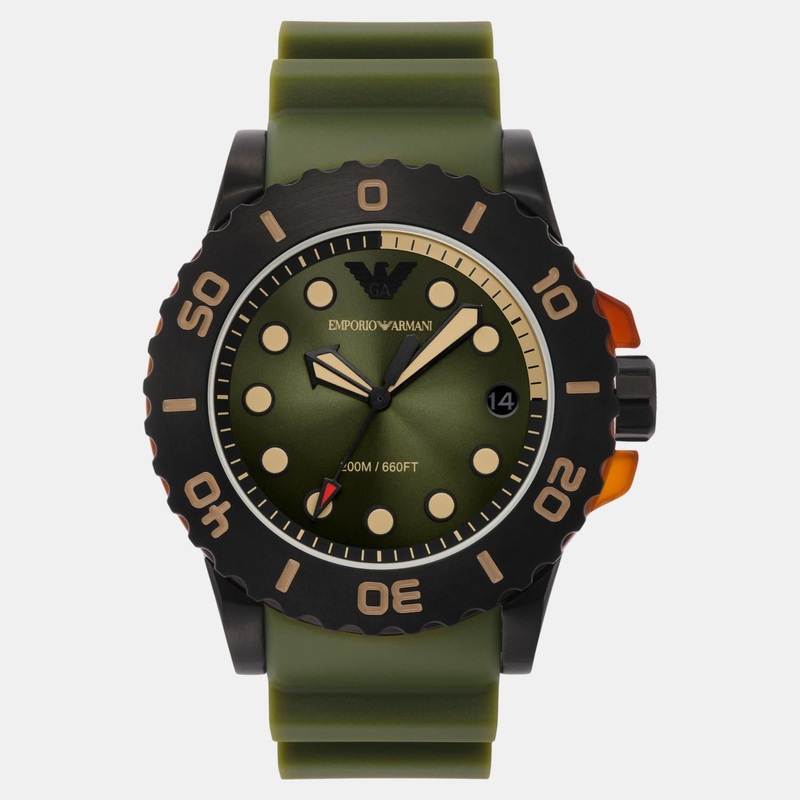 Men Quartz Green Dial Analog Polyurethane Watch AR11540