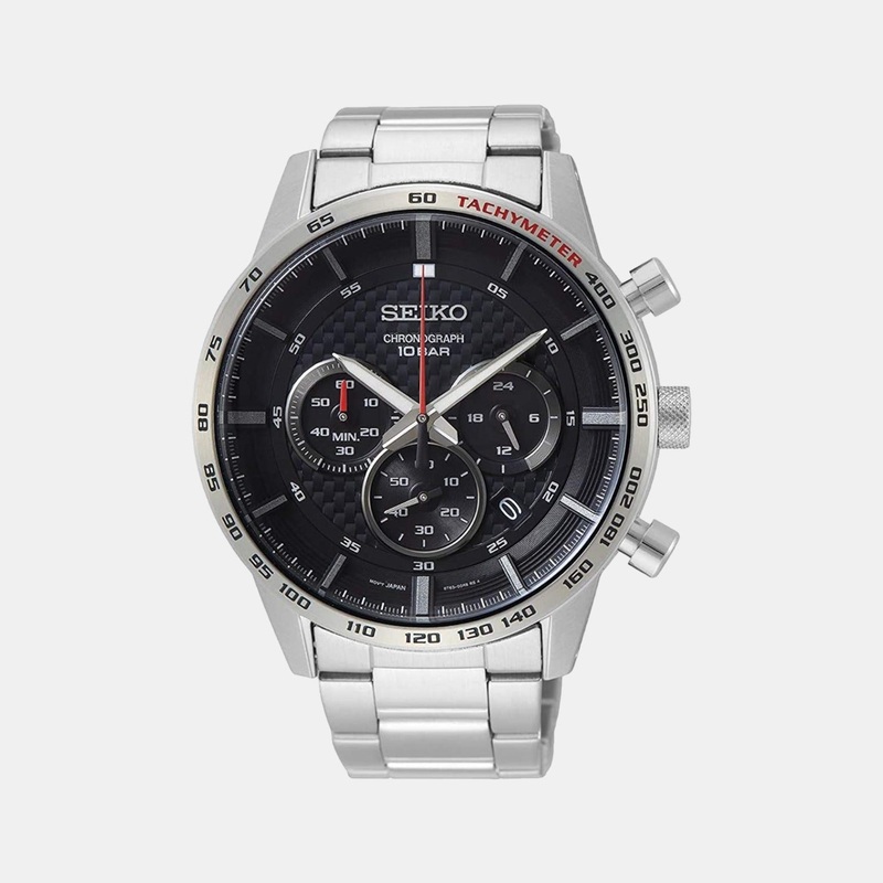 Men's Black Chronograph Stainless Steel Watch SSB355P1