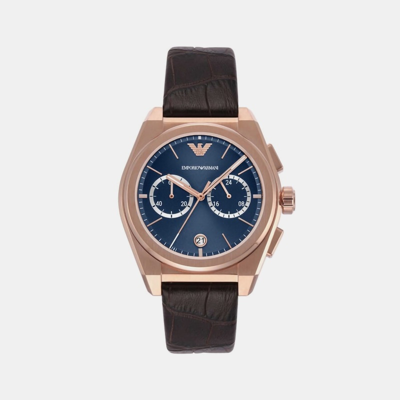 Men's Blue Chronograph Leather Watch AR11563