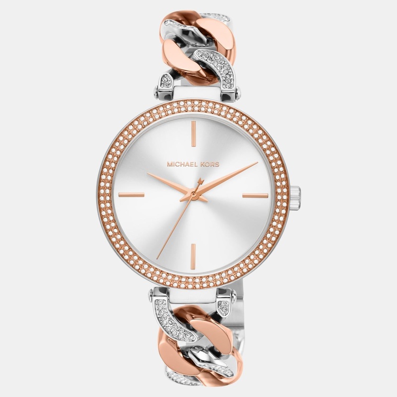 Women Quartz White Dial Analog Stainless Steel Watch MK4634