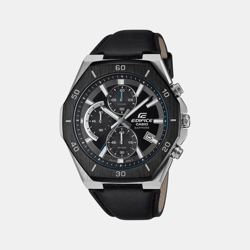 Edifice Men Quartz Black Dial Analog Leather Watch EFB-680BL-1AVUPR ED645