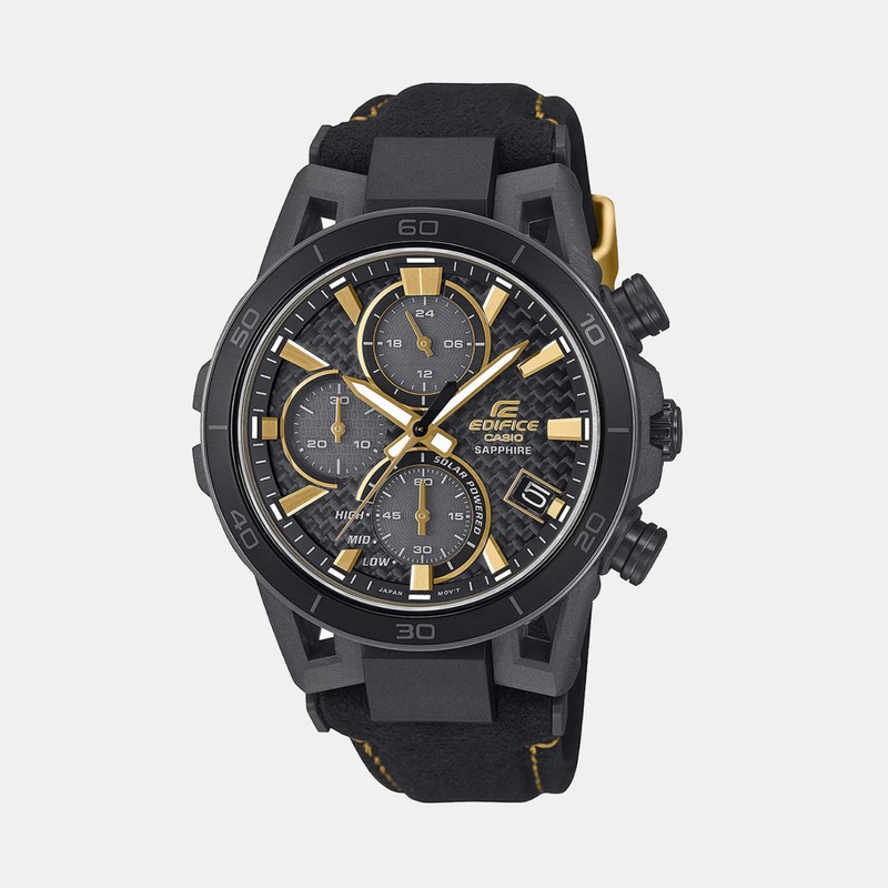 Edifice Men Quartz Black Dial Chronograph Alcantara Watch EFS-S640ZE-1ADR ED641