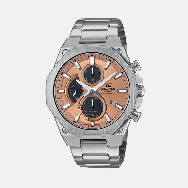 Edifice Men Quartz Orange Dial Chronograph Stainless Steel Watch EFS-S570D-5AUDF ED644