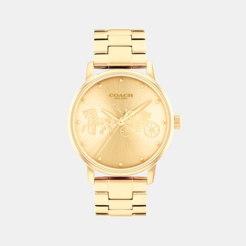 Grand Women Quartz Gold Dial Analog Stainless Steel Watch 14503075