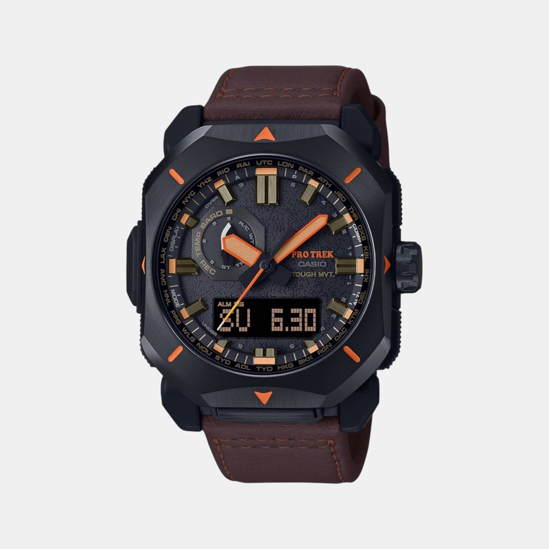 Protrek Men Quartz Black Dial Analog Leather Watch PRW-6900YL-5PR SL130