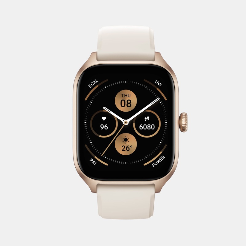 Smart Unisex Misty White Dial Amoled Silicone Watch GTS 4 WHITE