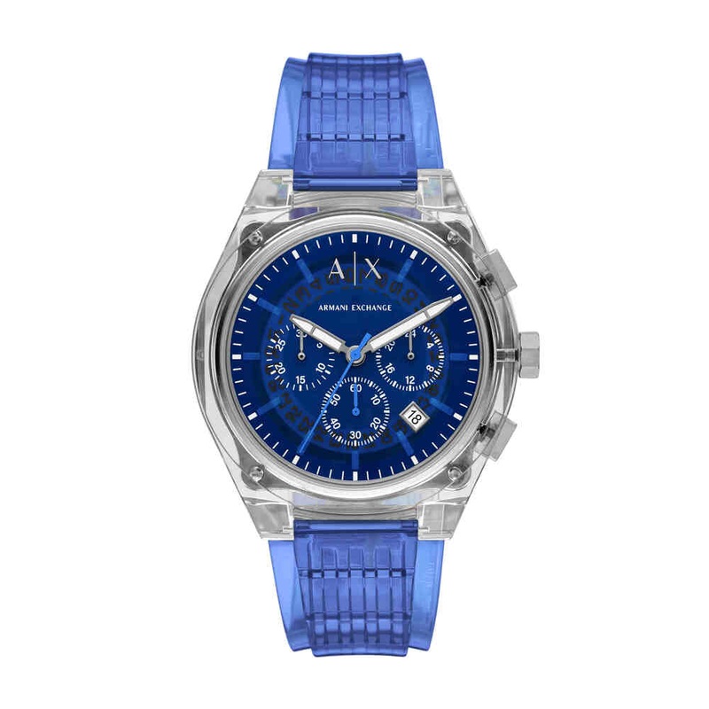 Sync Men's Chronograph Blue Dial Polyurethane Watch AX4166