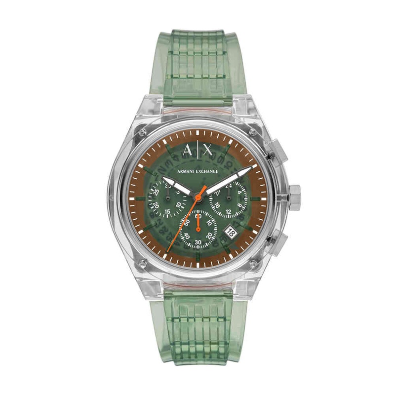 Sync Men's Chronograph Green Dial Polyurethane Watch AX4165
