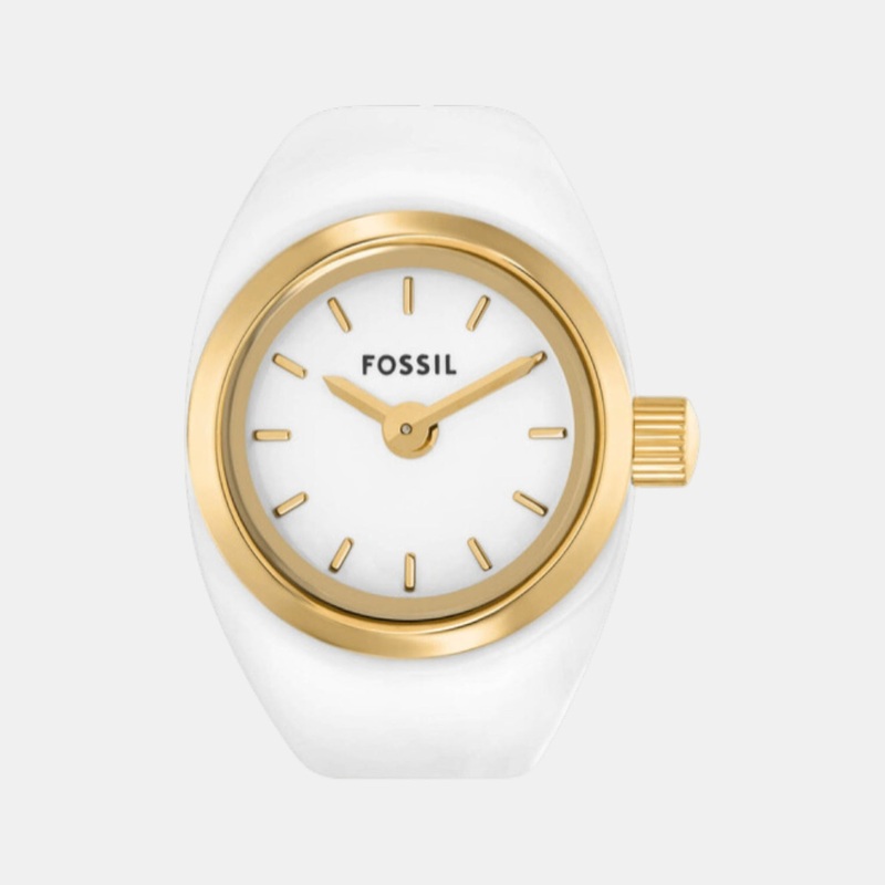 Watch Ring Women Analog White Dial Stainless Steel Watch ES5412