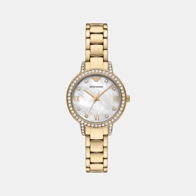 Women Analog Mother of Pearl Dial Stainless Steel Watch AR11652