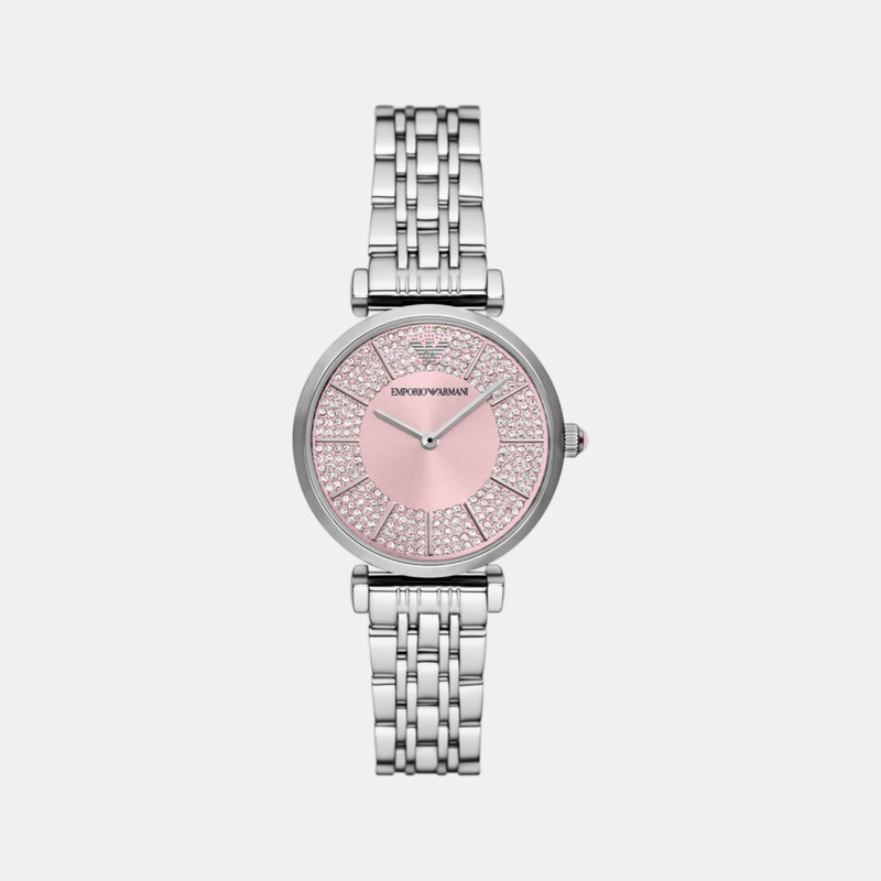 Women Analog Pink Dial Stainless Steel Watch AR11686