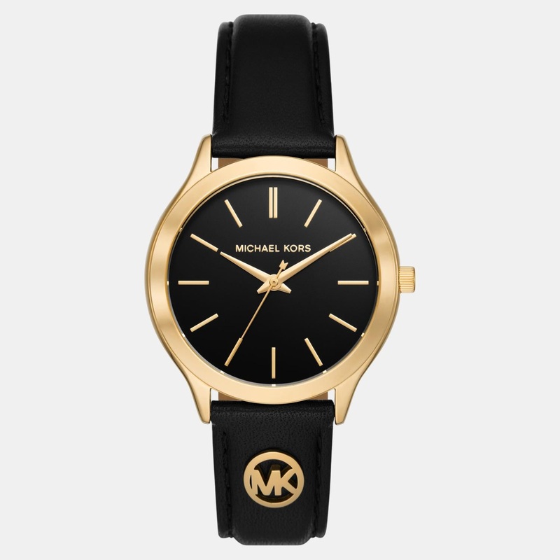 Women Quartz Black Dial Analog Leather Watch MK7482
