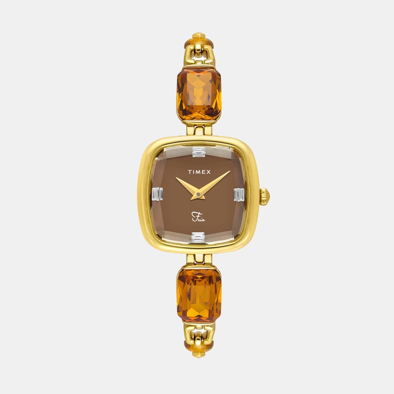 Women Quartz Brown Dial Analog Brass Watch TWEL21200