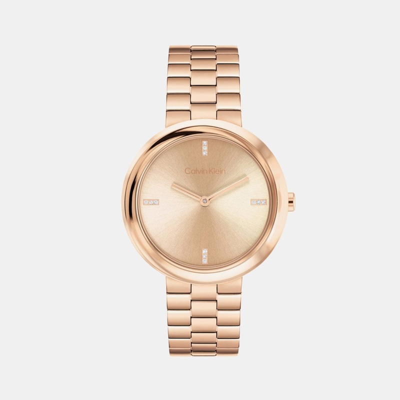 Women Quartz Rose Gold Dial Analog Stainless Steel Watch 25100095