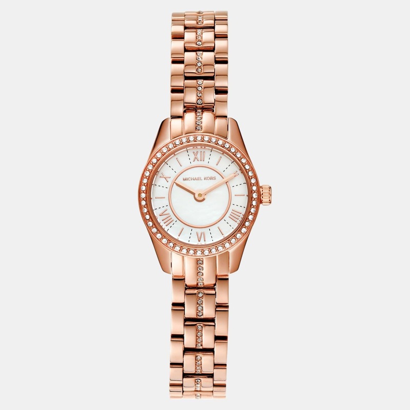 Women Quartz White Dial Analog Stainless Steel Watch MK4485