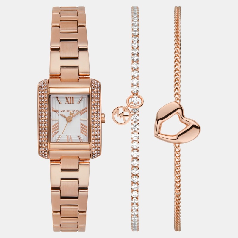 Women Quartz White Dial Analog Stainless Steel Watch MK7512SET