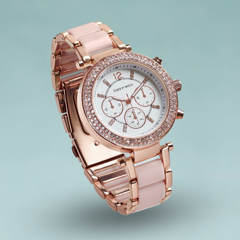 Suzanne Rosegold And Pink Ceramic Metallic Strap Watch