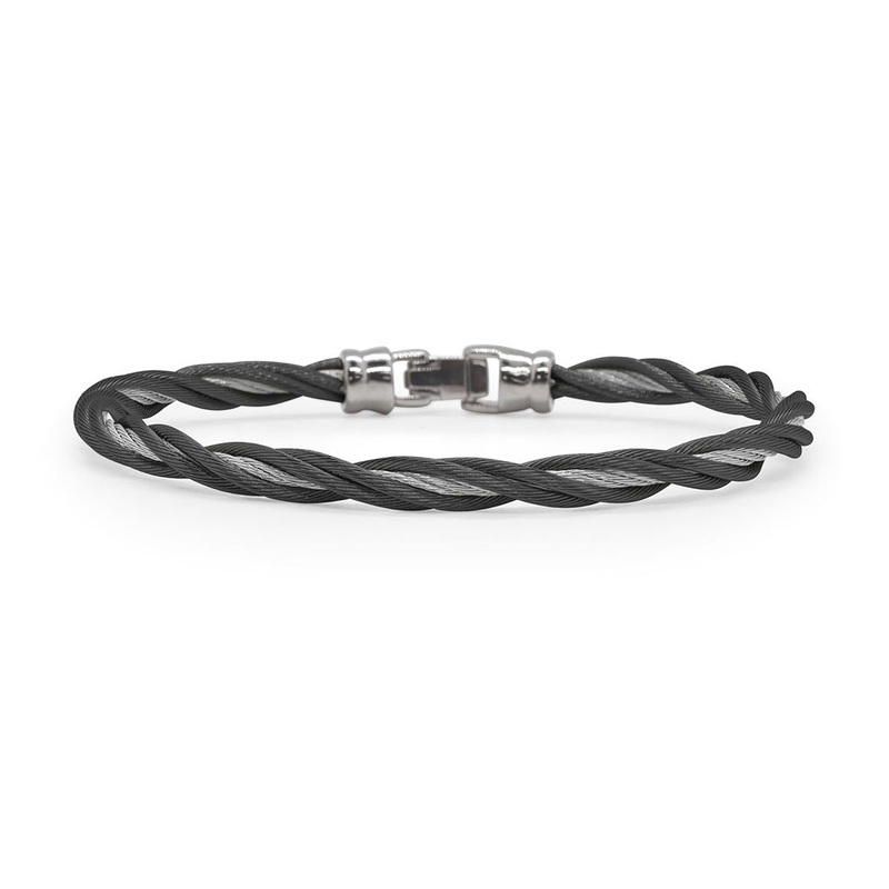 Black & Grey Cable Double Twist Bracelet