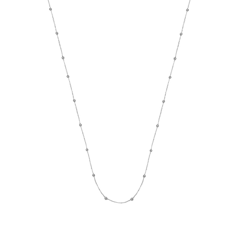 14k Gold Beaded Station Necklace, 17"