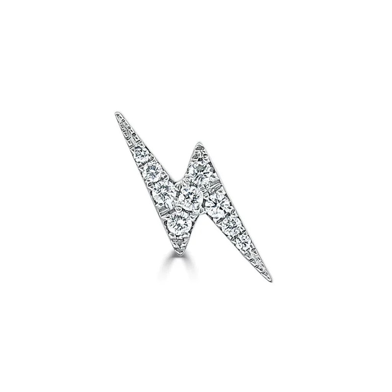 14k Gold with Diamonds Lightning Bolt Single Stud Earring