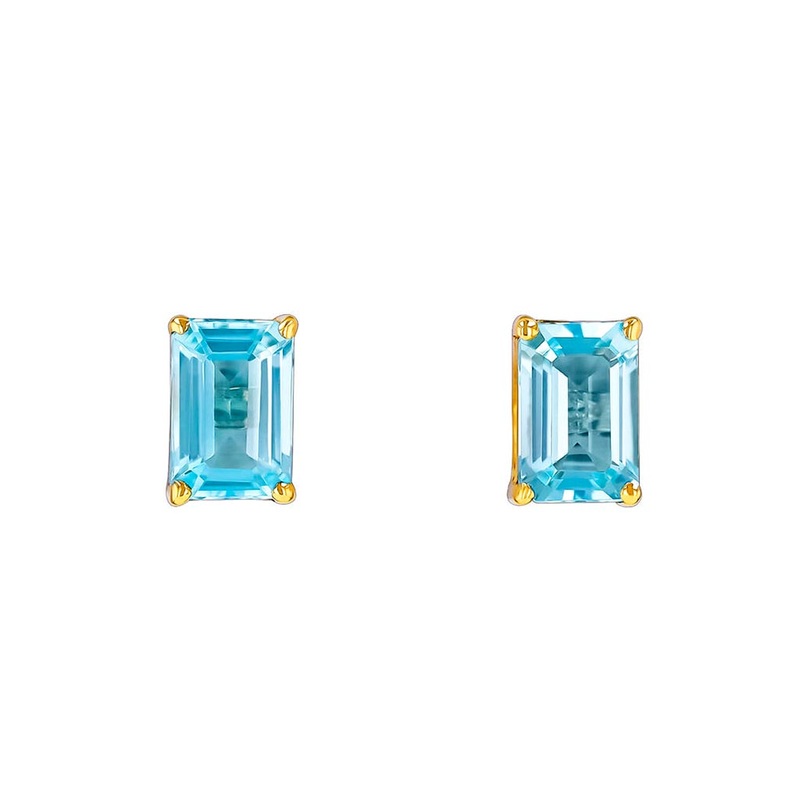 Amalfi Blue Topaz Emerald Cut Studs