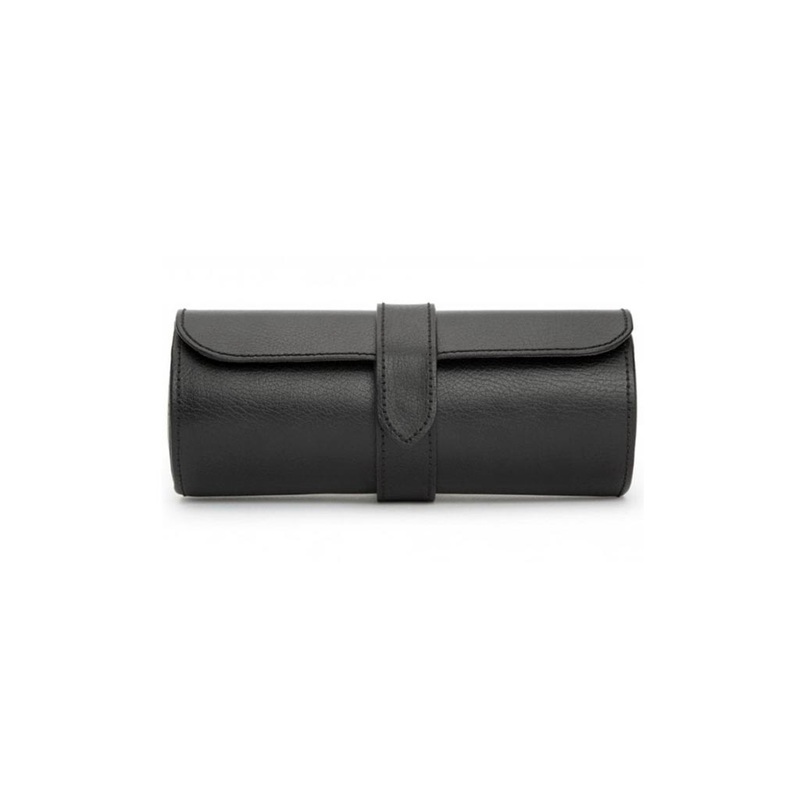 Blake Black And Grey Leather Triple Watch Roll With Capsule