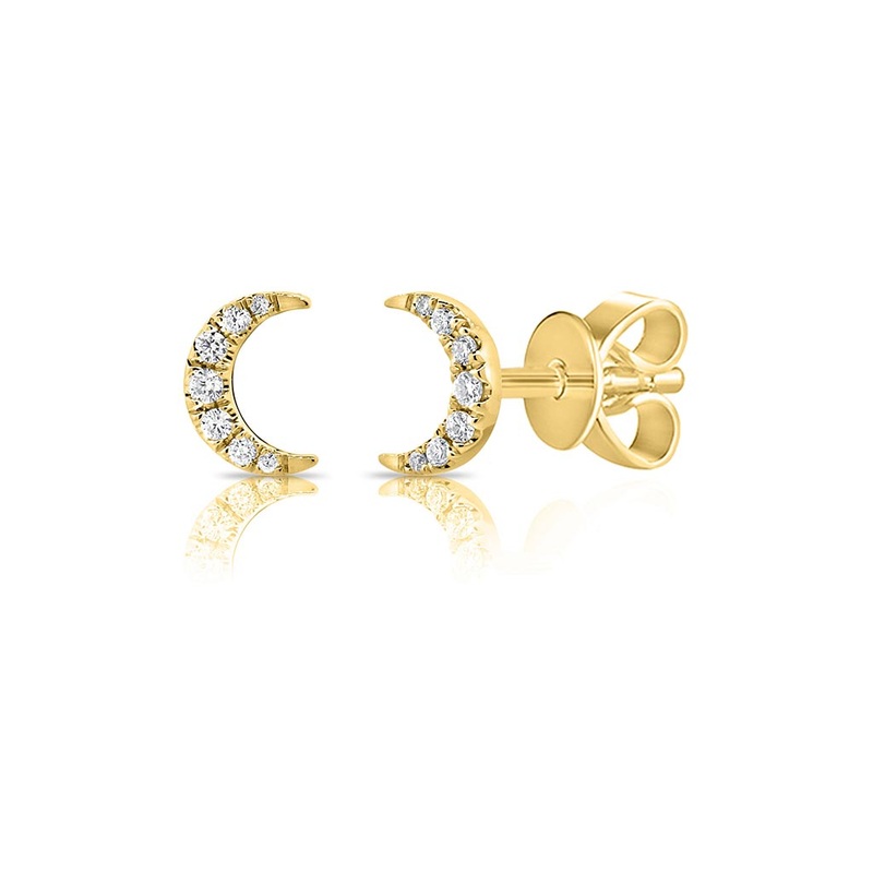 Crescent Moon Stud 0.2in Diamond Earrings