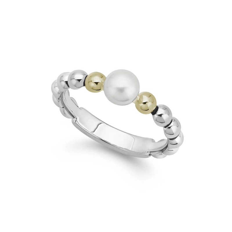 Lagos Two Tone Luna Pearl Ring