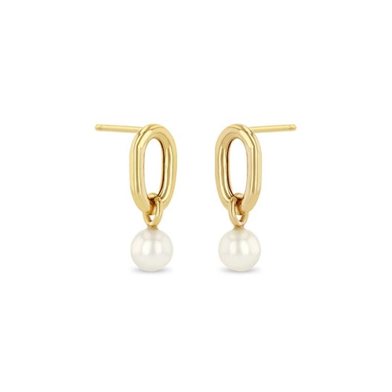 Single XXL Link Pearl Drop Earrings