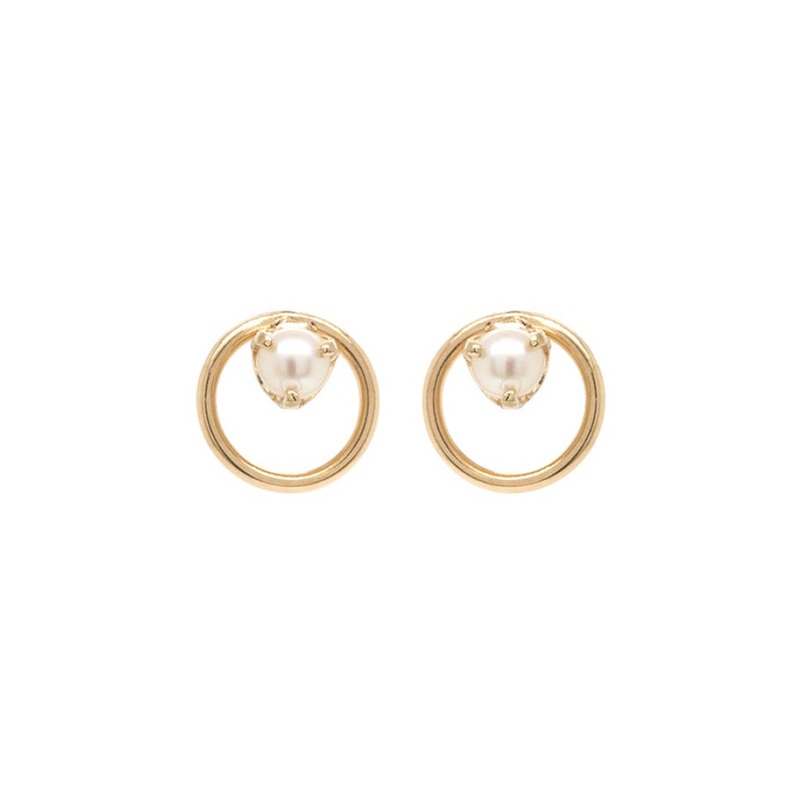 Small Circle Pearl Studs