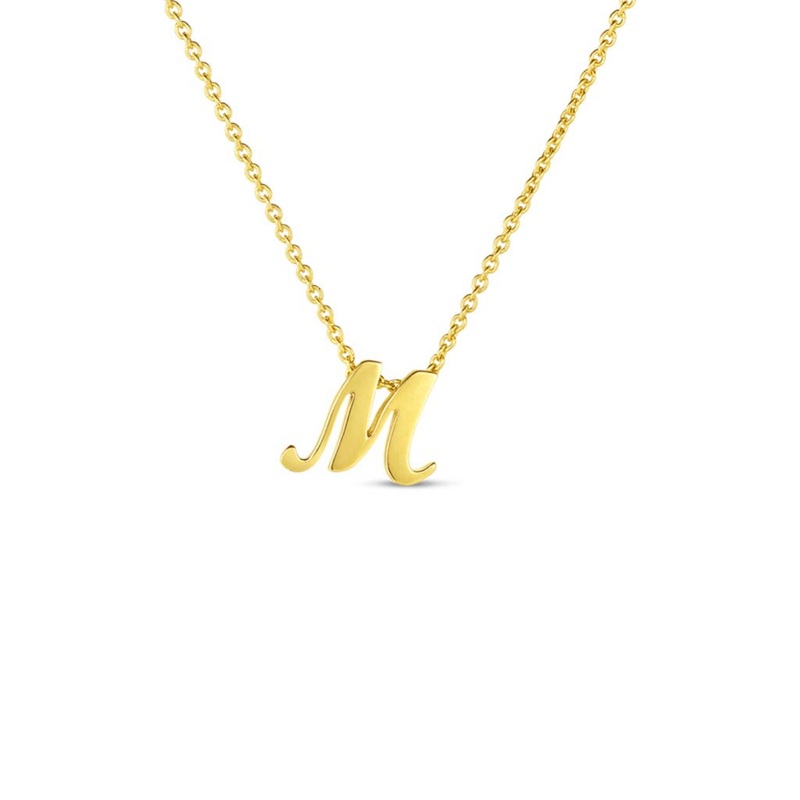 Tiny Treasures Script Initial M Necklace