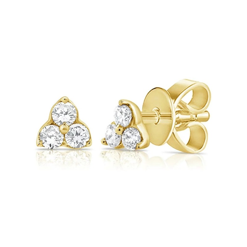 Triangle Shared Prong Stud 0.1in Diamond Earrings