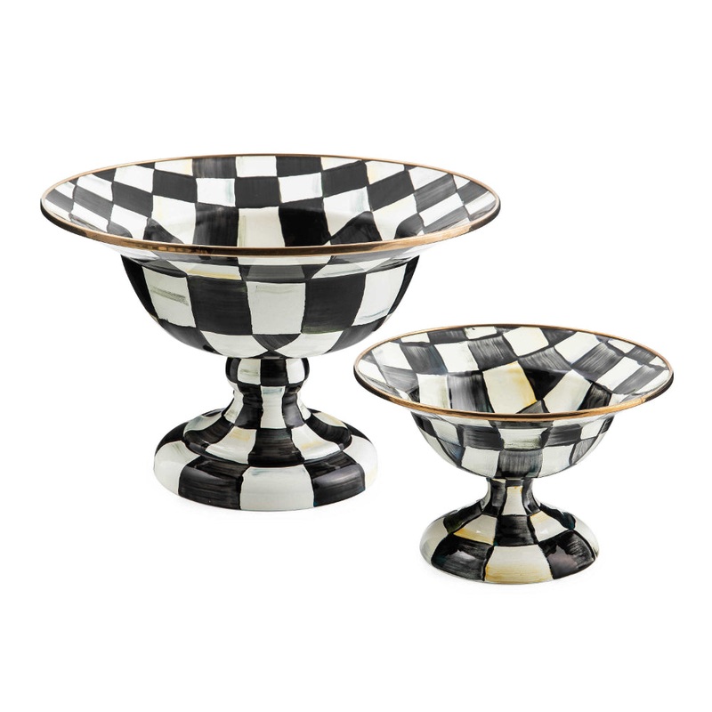 MacKenzie-Childs Courtly Check Enamel Compote